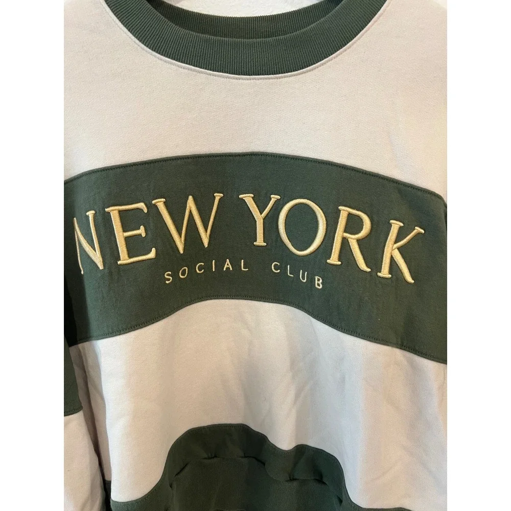 Abercrombie & Fitch Sweatshirt Womens Medium Green New York Social Club Pullover - Picture 4 of 8